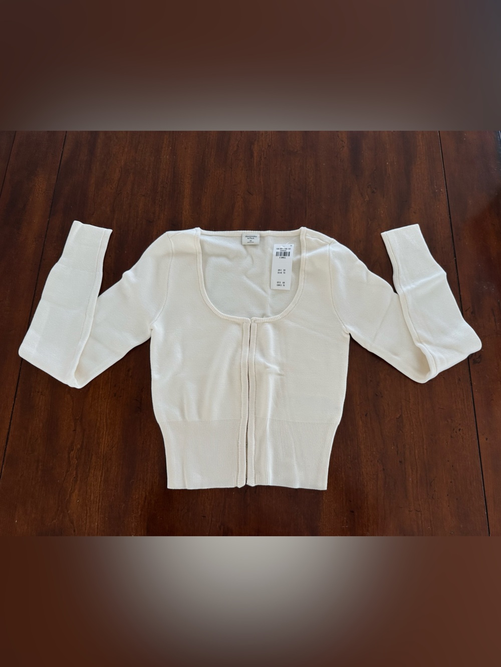 Abercrombie & Fitch Cream Scoop-Neck Cropped Cardigan